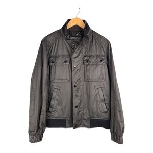 Zara Man Mens Brown Gray‎ Lightweight Bomber Jacket Medium Utility Moto